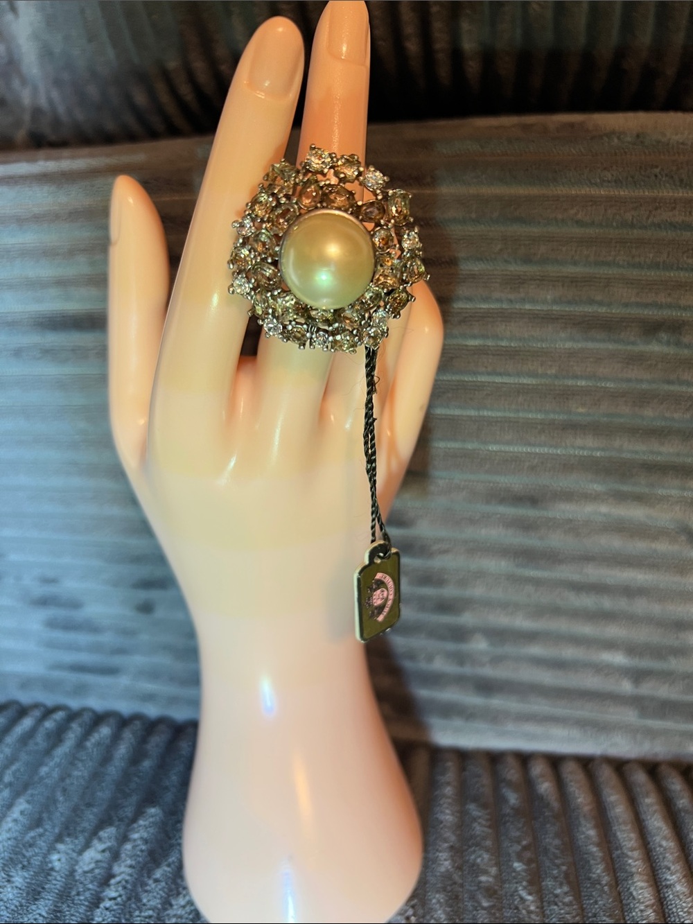 Juicy Couture Pearl and Crystal Cluster Statement Ring